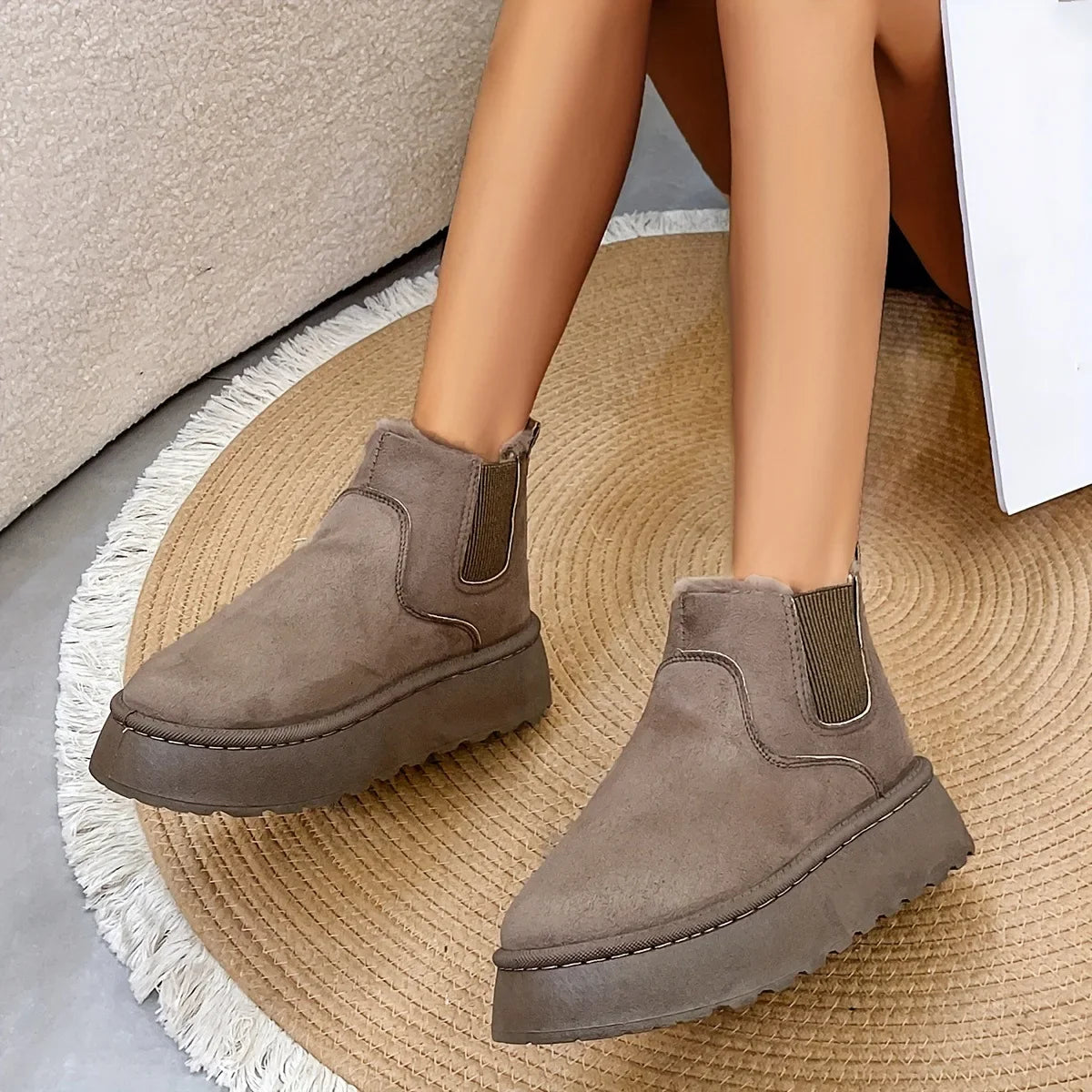 Fleece-Lined Ugg Platform Boots